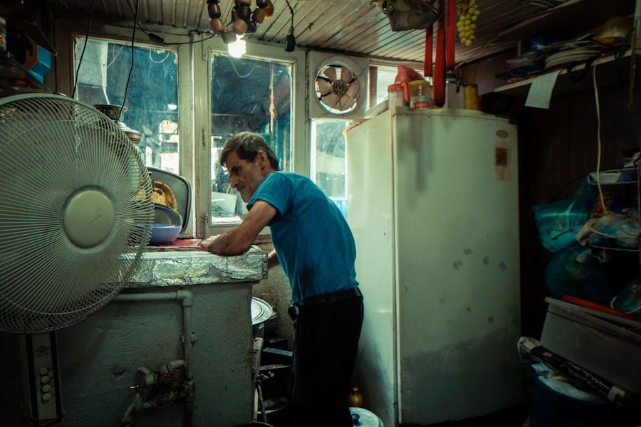 man washing office
